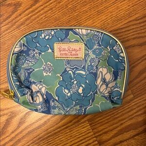 Lilly Pulitzer Green and Blue Floral Cosmetic Case